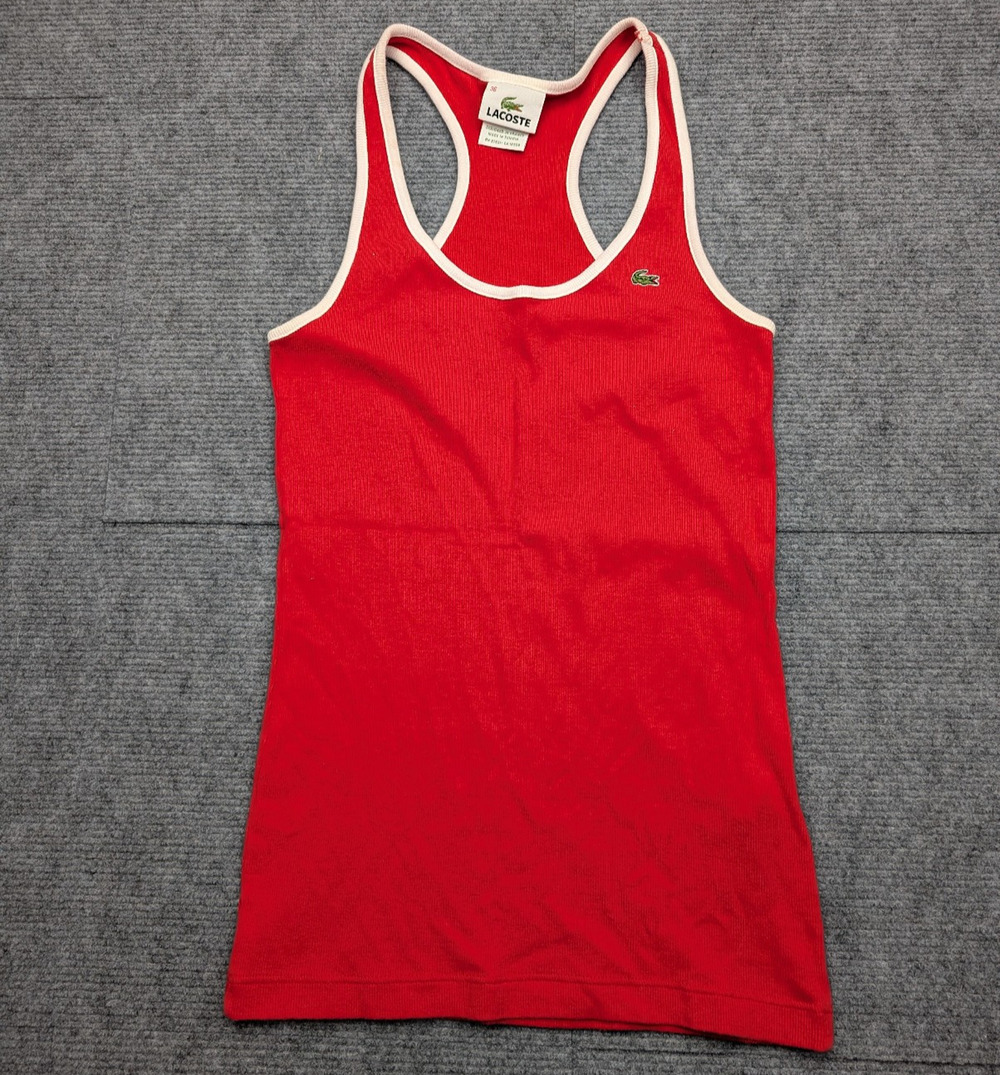 Lacoste Tank Top Womens Small EU36 Vintage Racerback Retro 90s Preppy Athleisure
